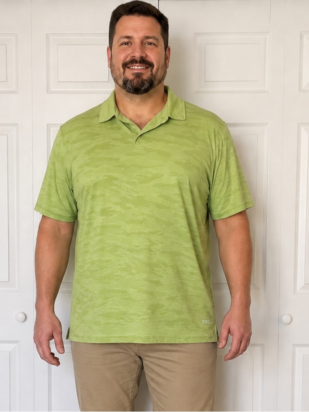 DSG Men’s XL Lime Green Tonal Camo Performance Golf Polo Shirt Casual Athletic